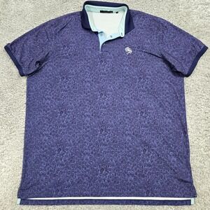 Greyson Mens Purple Abstract Performance‎ Golf Polo Shirt Size XXL Resort Active